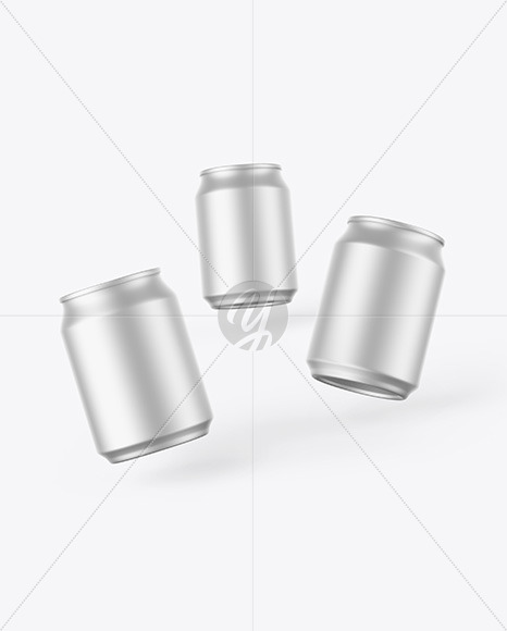 Three Matte Metallic Cans Mockup