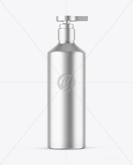 Matte Metallic Cosmetic Bottle With Pump Mockup