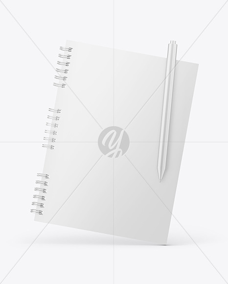 Glossy Notepad with Pen Mockup