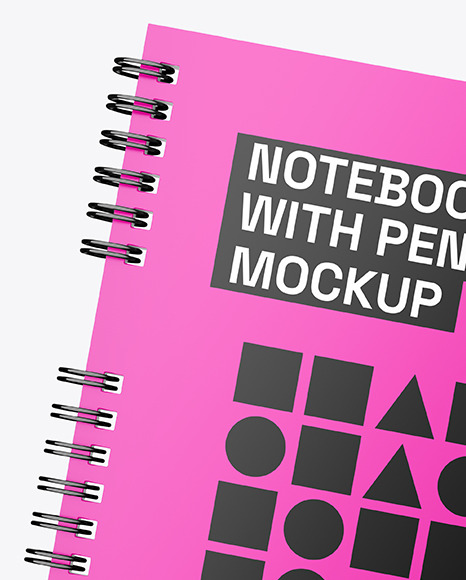 Glossy Notepad with Pen Mockup