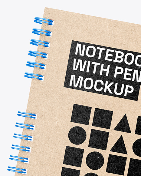 Kraft Notepad with Pen Mockup