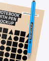 Kraft Notepad with Pen Mockup