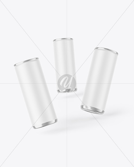 Three Cans W/ Matte Finish Mockup