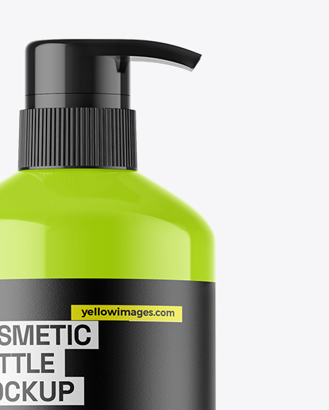Glossy Cosmetic Bottle With Pump Mockup Glossy Cosmetic Bottle With Pump Mockup