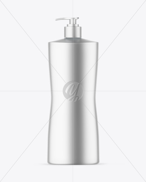 Matte Metallic Cosmetic Bottle With Pump Mockup