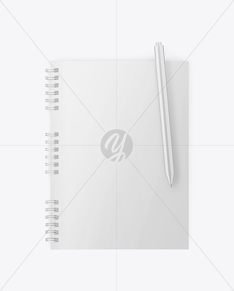 Glossy Notepad with Pen Mockup