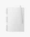 Glossy Notepad with Pen Mockup