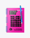 Glossy Notepad with Pen Mockup