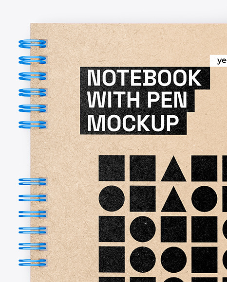 Kraft Notepad with Pen Mockup