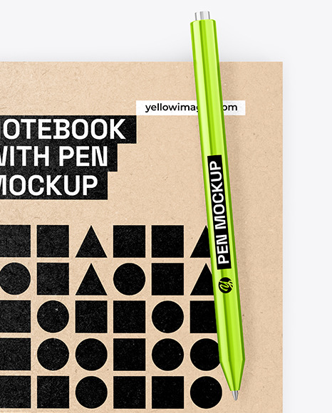 Kraft Notepad with Pen Mockup