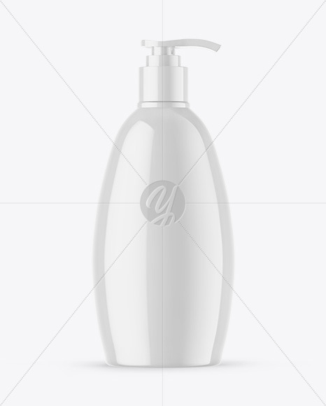 Glossy Cosmetic Bottle With Pump Mockup