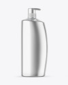 Metallic Cosmetic Bottle With Pump Mockup