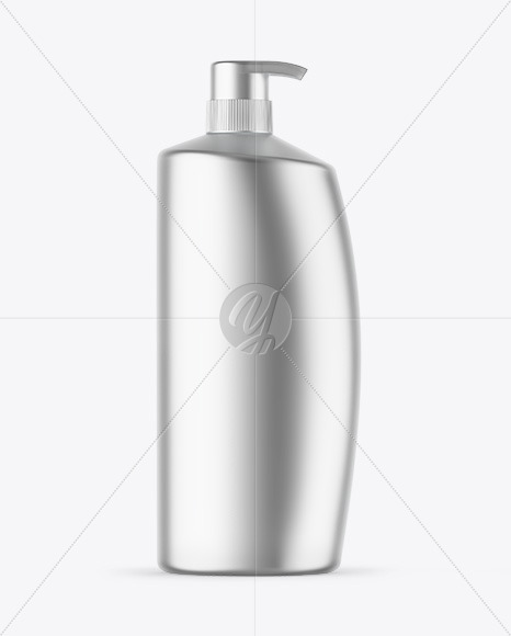 Matte Metallic Cosmetic Bottle With Pump Mockup