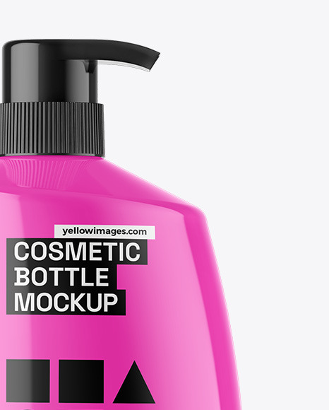 Glossy Cosmetic Bottle With Pump Mockup