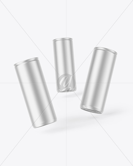 Three Matte Metallic Cans Mockup