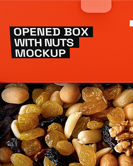 Opened Box of Dried Fruits and Nuts Mockup