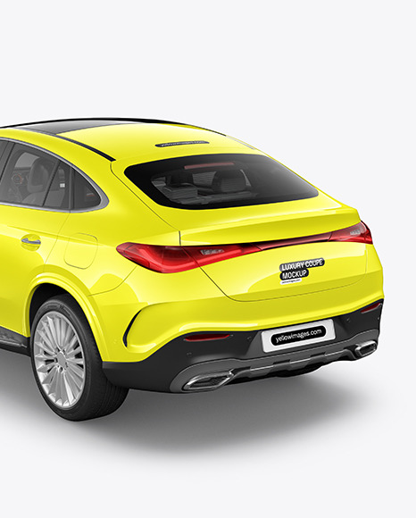 Luxury Coupe Mockup - Back Half Side View