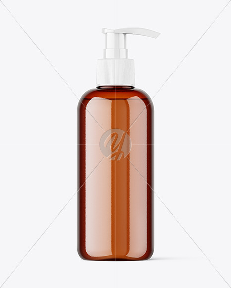 Amber Plastic Bottle w/ Pump Mockup