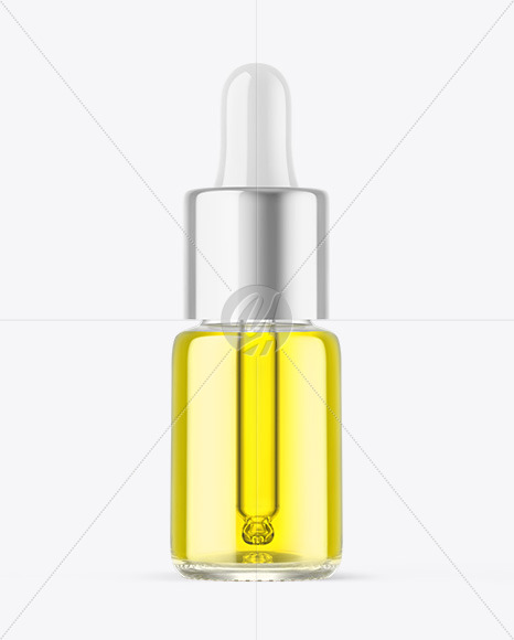 Clear Glass Dropper Bottle with Oil Mockup