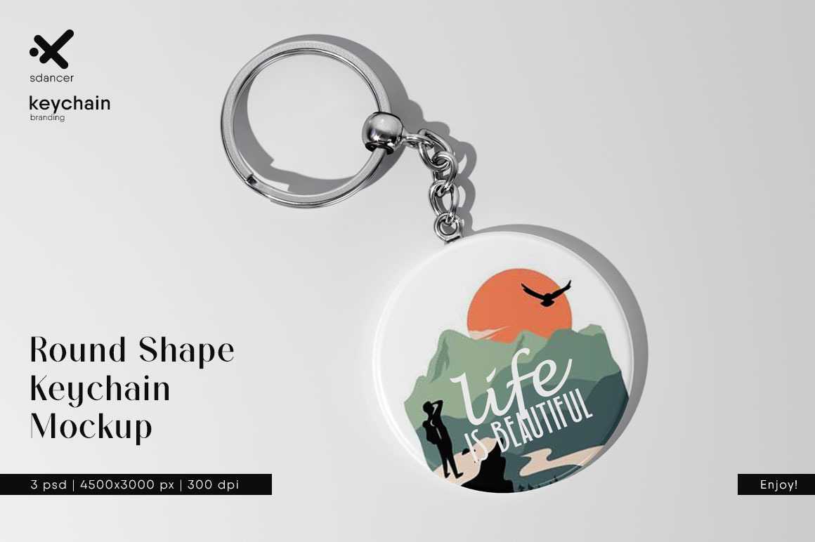 Round Shape Keychain Mockup