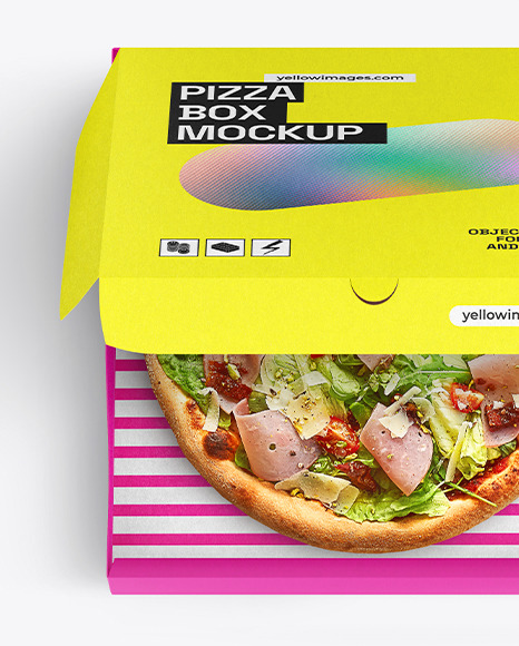 Half Open Kraft Box With Pizza Mockup