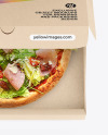 Half Open Kraft Box With Pizza Mockup