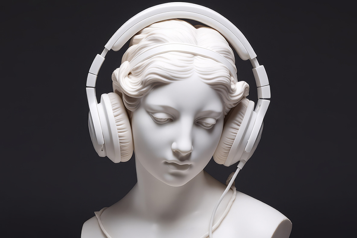 Antique marble sculpture of a DJ