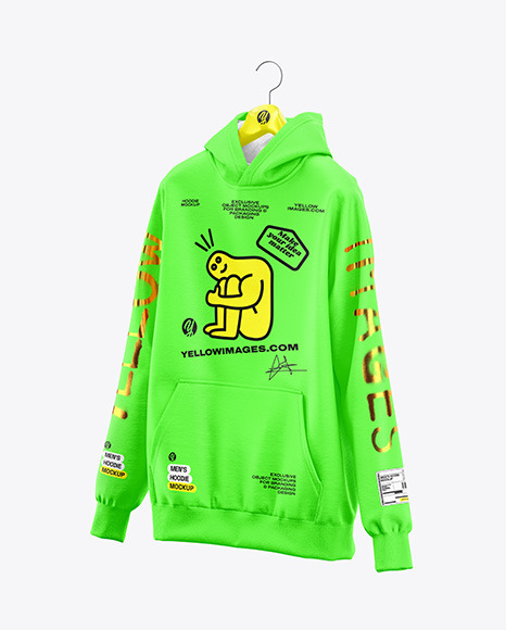 Oversize Hoodie on Hanger Mockup - Half Side View