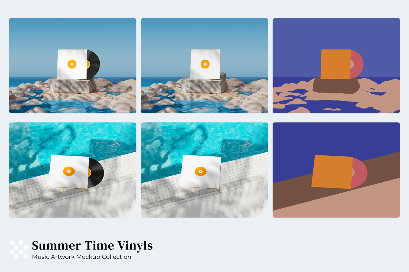 10 Playful Vinyl Record Mockups 10 Playful Vinyl Record Mockups