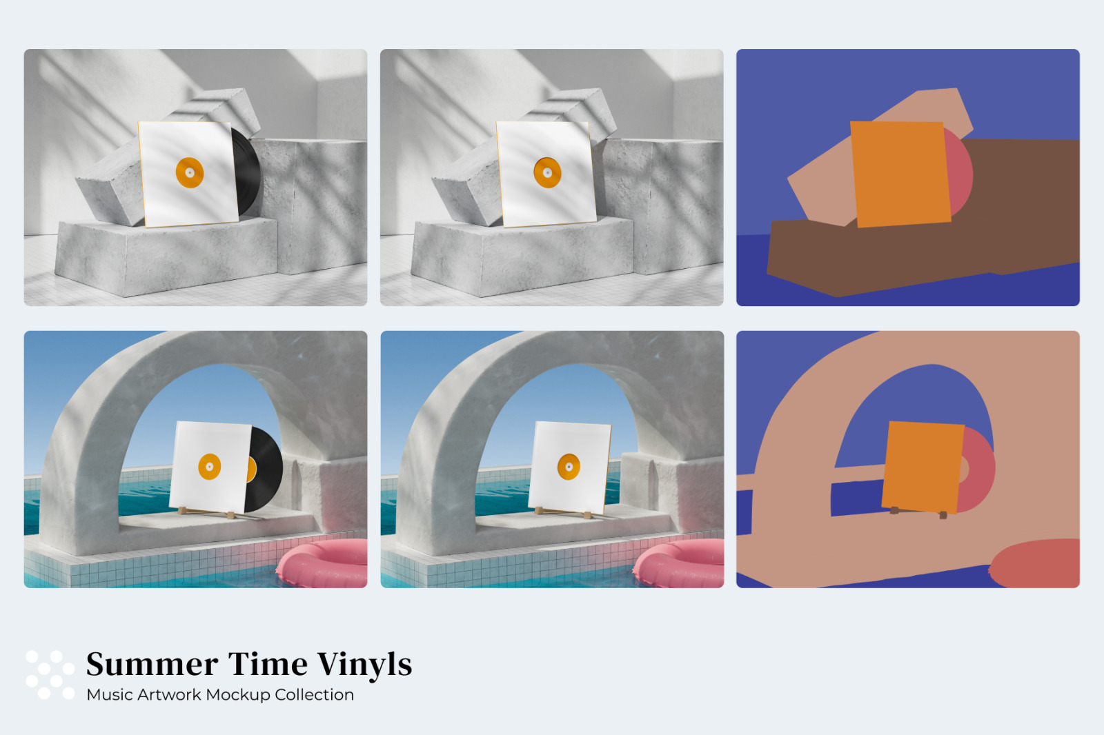 10 Playful Vinyl Record Mockups 10 Playful Vinyl Record Mockups
