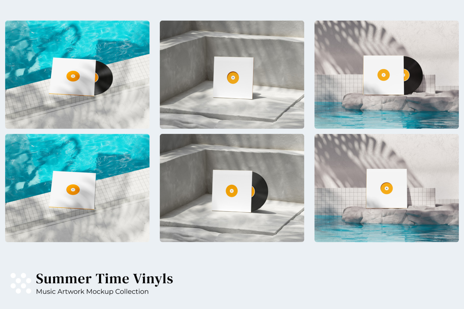 10 Playful Vinyl Record Mockups 10 Playful Vinyl Record Mockups