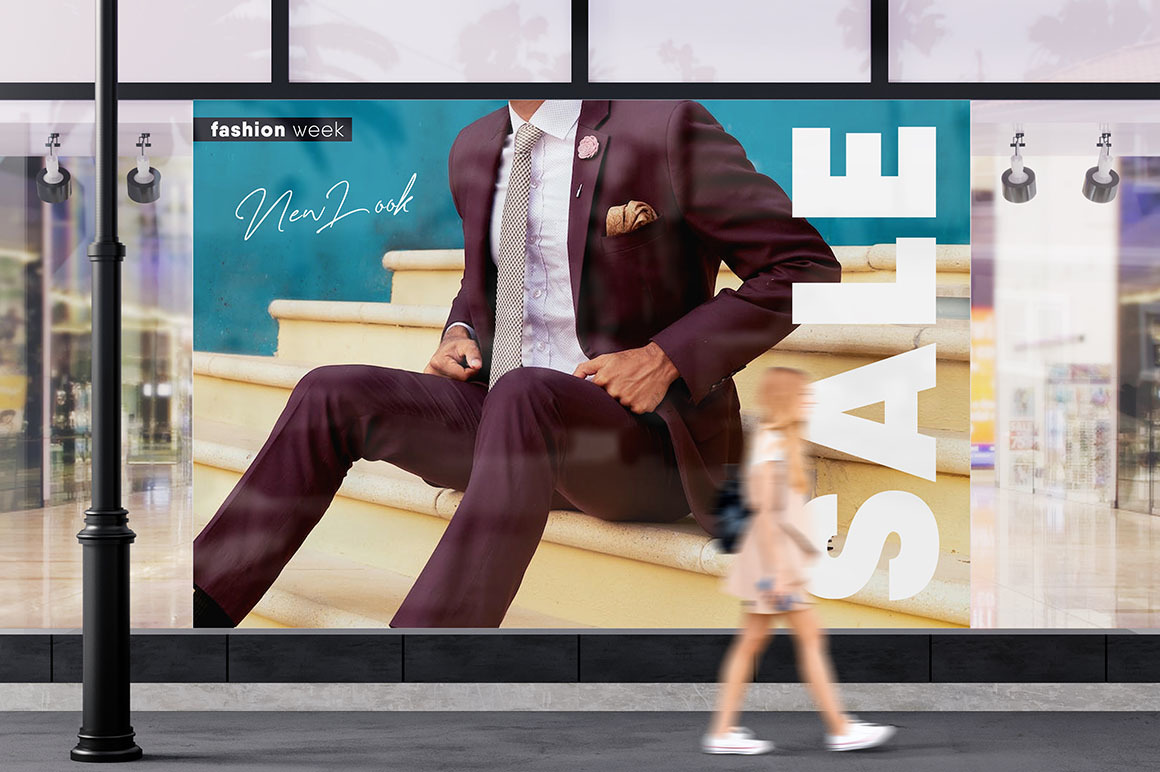 Advertising on a Glass Storefront Mockup Advertising on a Glass Storefront Mockup
