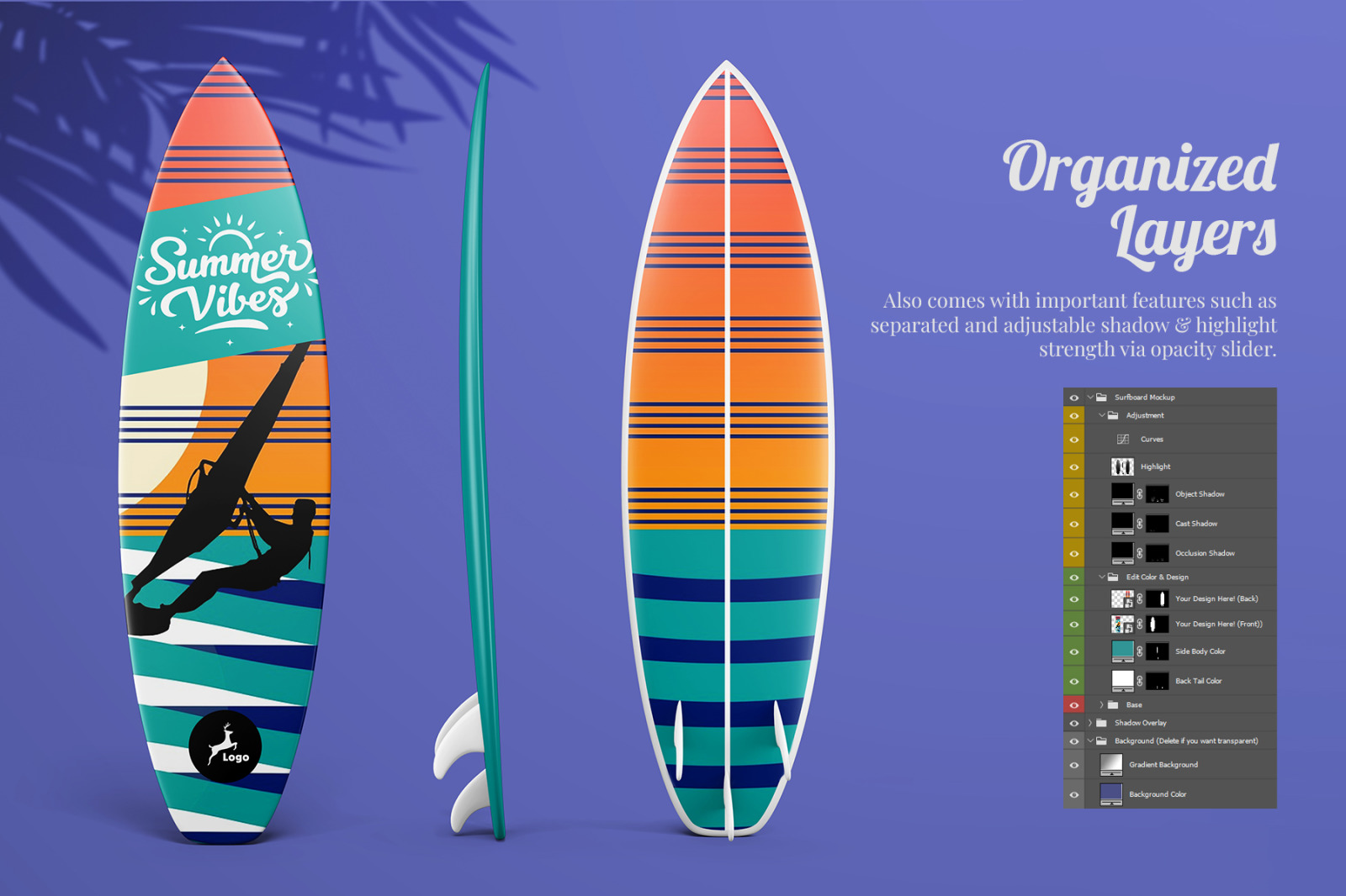 Surfboard PSD Mockup Set - 8 PSD