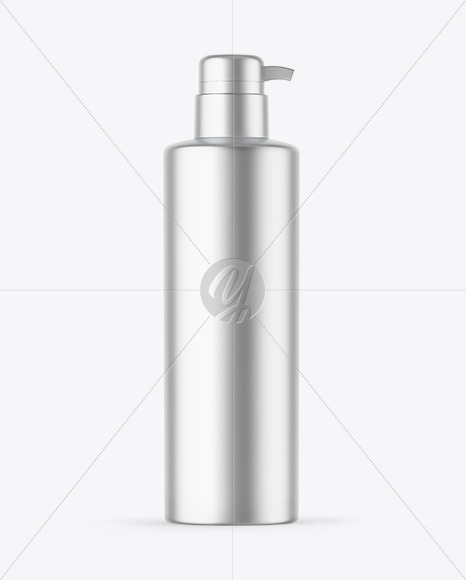 Matte Metallic Cosmetic Bottle With Pump Mockup