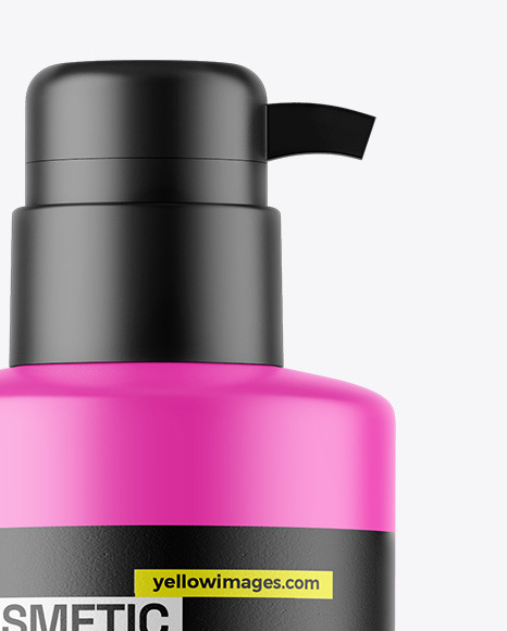 Matte Cosmetic Bottle With Pump Mockup