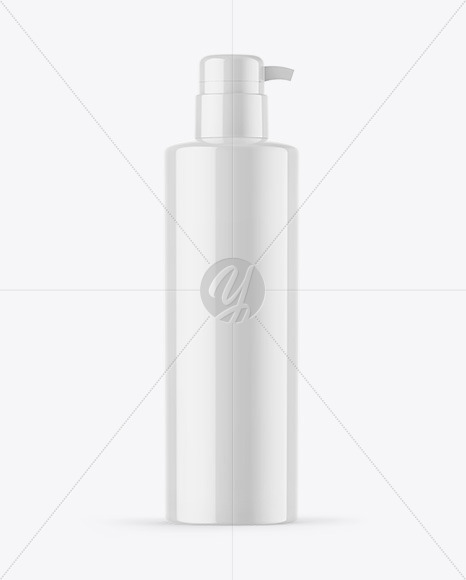 Glossy Cosmetic Bottle With Pump Mockup Glossy Cosmetic Bottle With Pump Mockup
