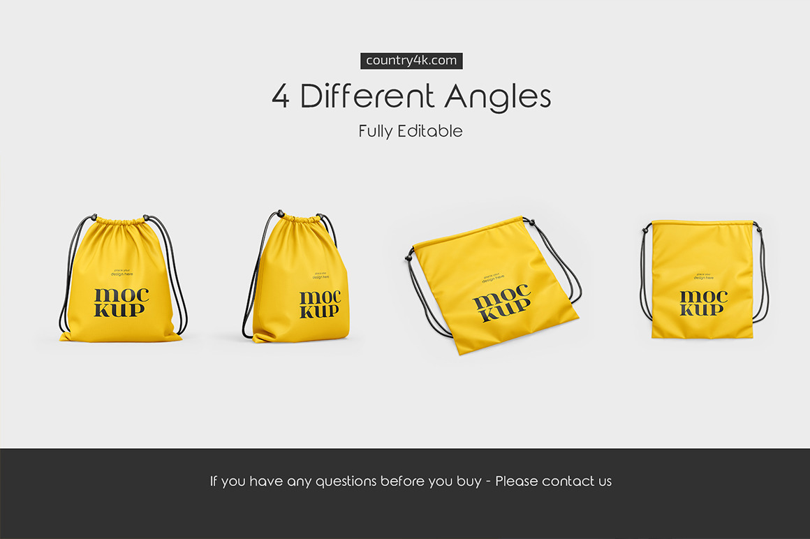 Drawstring Bag Mockup Set Drawstring Bag Mockup Set