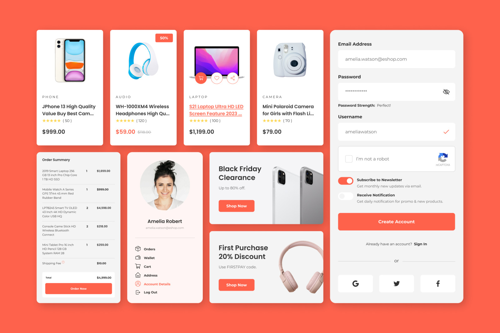 E-Shop - Electronic E-Commerce Website Design UI Template