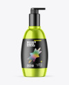 Metallic Cosmetic Bottle With Pump Mockup