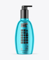 Metallic Cosmetic Bottle With Pump Mockup