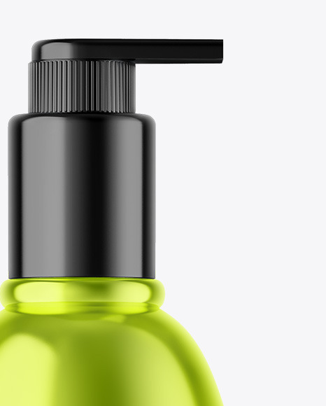 Metallic Cosmetic Bottle With Pump Mockup