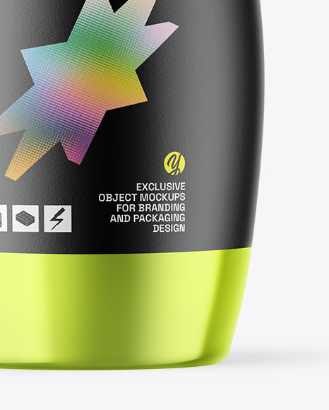 Metallic Cosmetic Bottle With Pump Mockup
