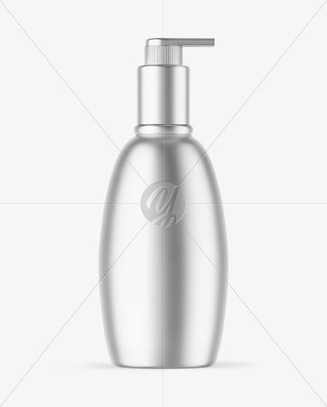 Matte Metallic Cosmetic Bottle With Pump Mockup Matte Metallic Cosmetic Bottle With Pump Mockup