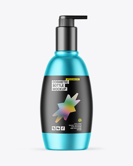 Matte Metallic Cosmetic Bottle With Pump Mockup Matte Metallic Cosmetic Bottle With Pump Mockup