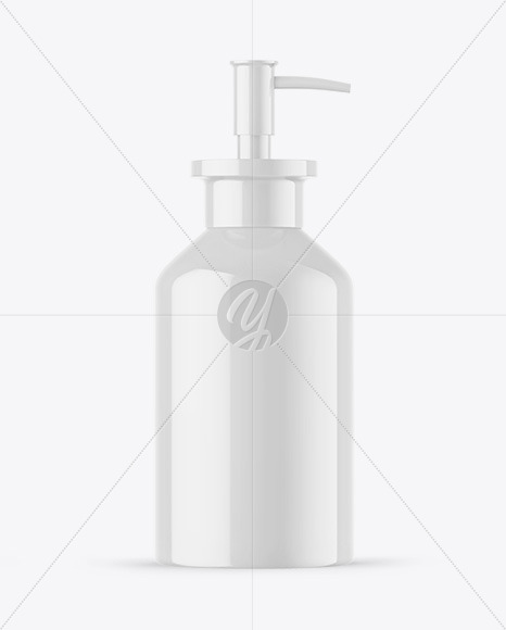 Glossy Cosmetic Bottle With Pump Mockup Glossy Cosmetic Bottle With Pump Mockup