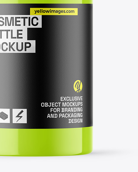 Glossy Cosmetic Bottle With Pump Mockup Glossy Cosmetic Bottle With Pump Mockup