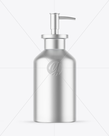 Matte Metallic Cosmetic Bottle With Pump Mockup