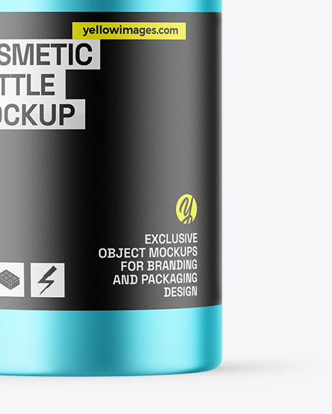 Matte Metallic Cosmetic Bottle With Pump Mockup