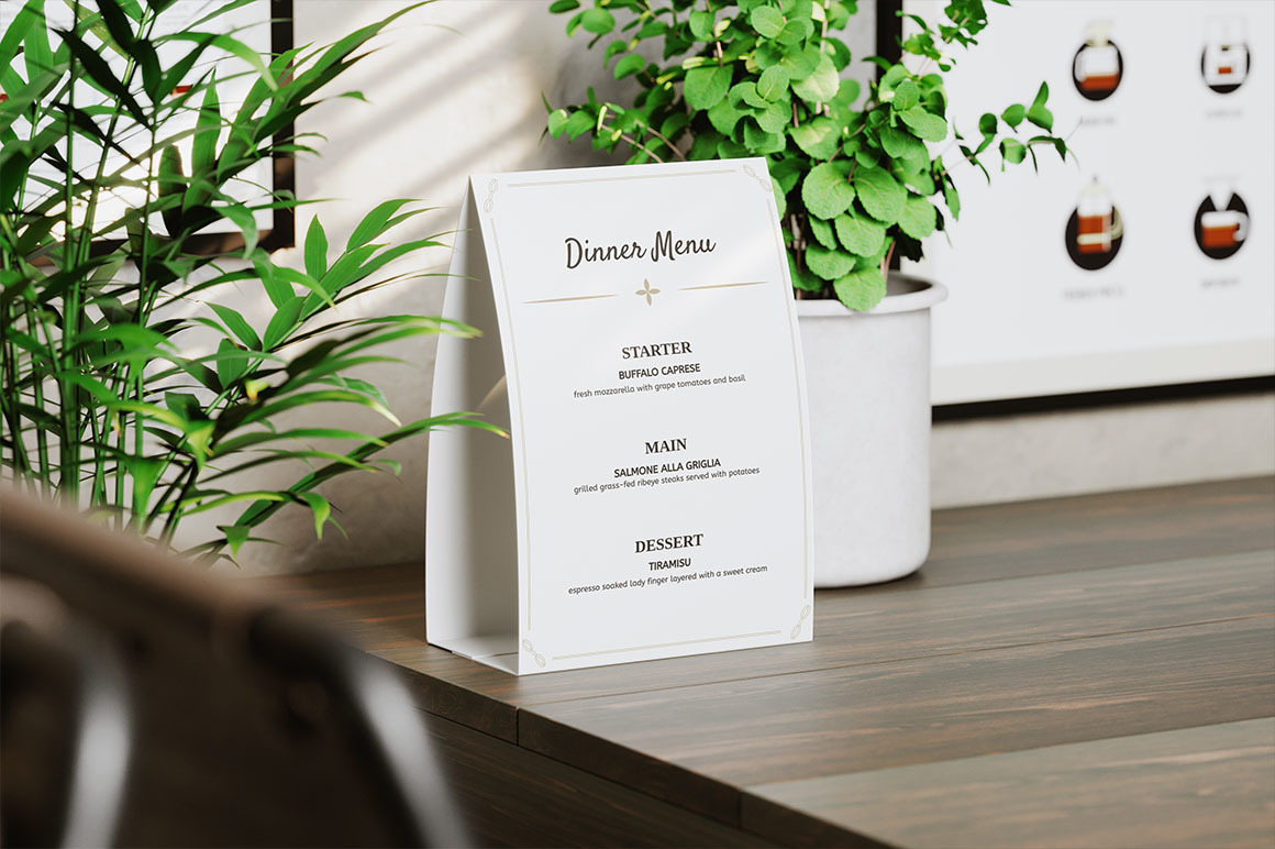 Table Tent Menu Mockup