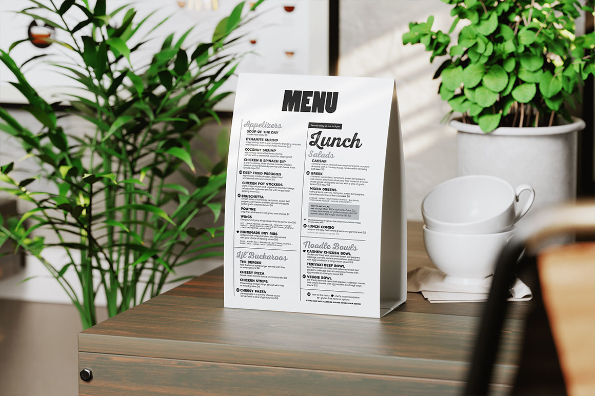 Table Tent Menu Mockup